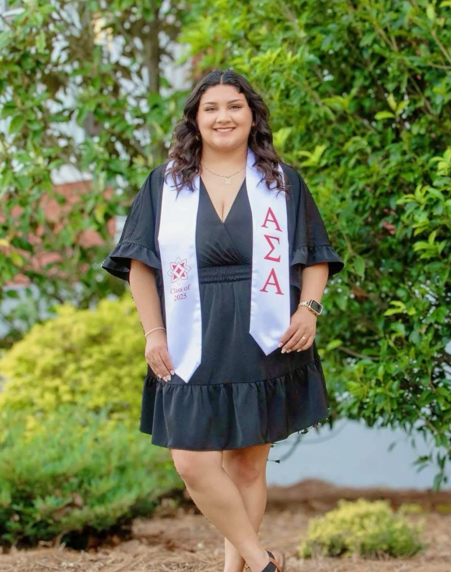 Alpha Sigma Alpha 2025 Logomark Sorority Stole - White & Crimson