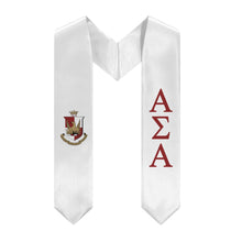 Load image into Gallery viewer, Alpha Sigma Alpha Graduation Stole With Crest - White &amp; Crimson