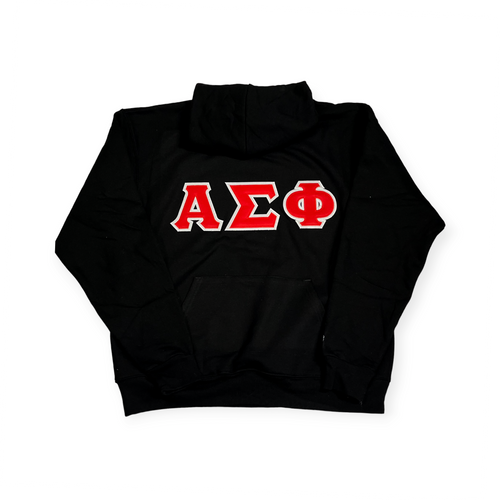 Alpha Sigma Phi Greek Letter Hoodie - Black, Red & White