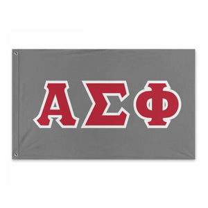 Alpha Sigma Phi Greek Block Flag - Silver Grey, Red & White