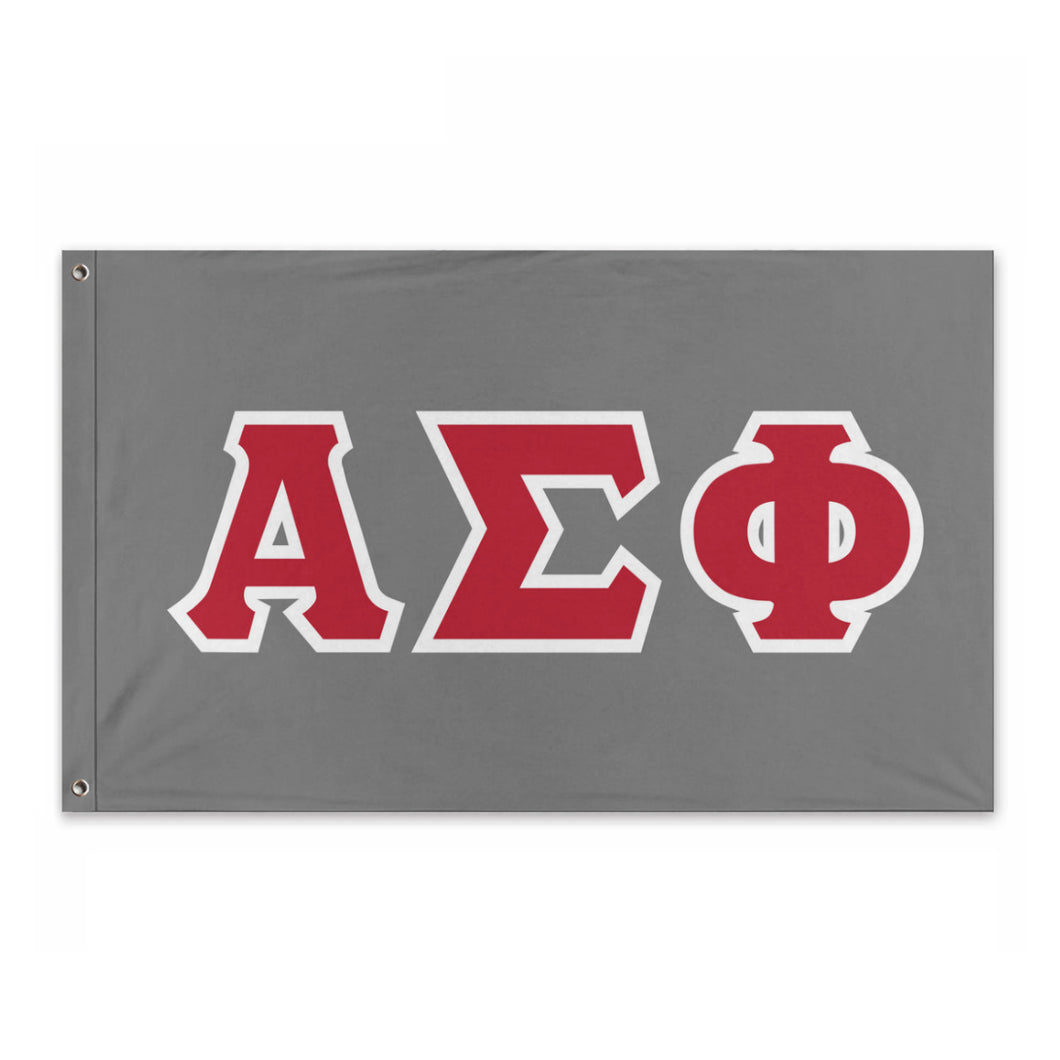 Alpha Sigma Phi Greek Block Flag - Silver Grey, Red & White