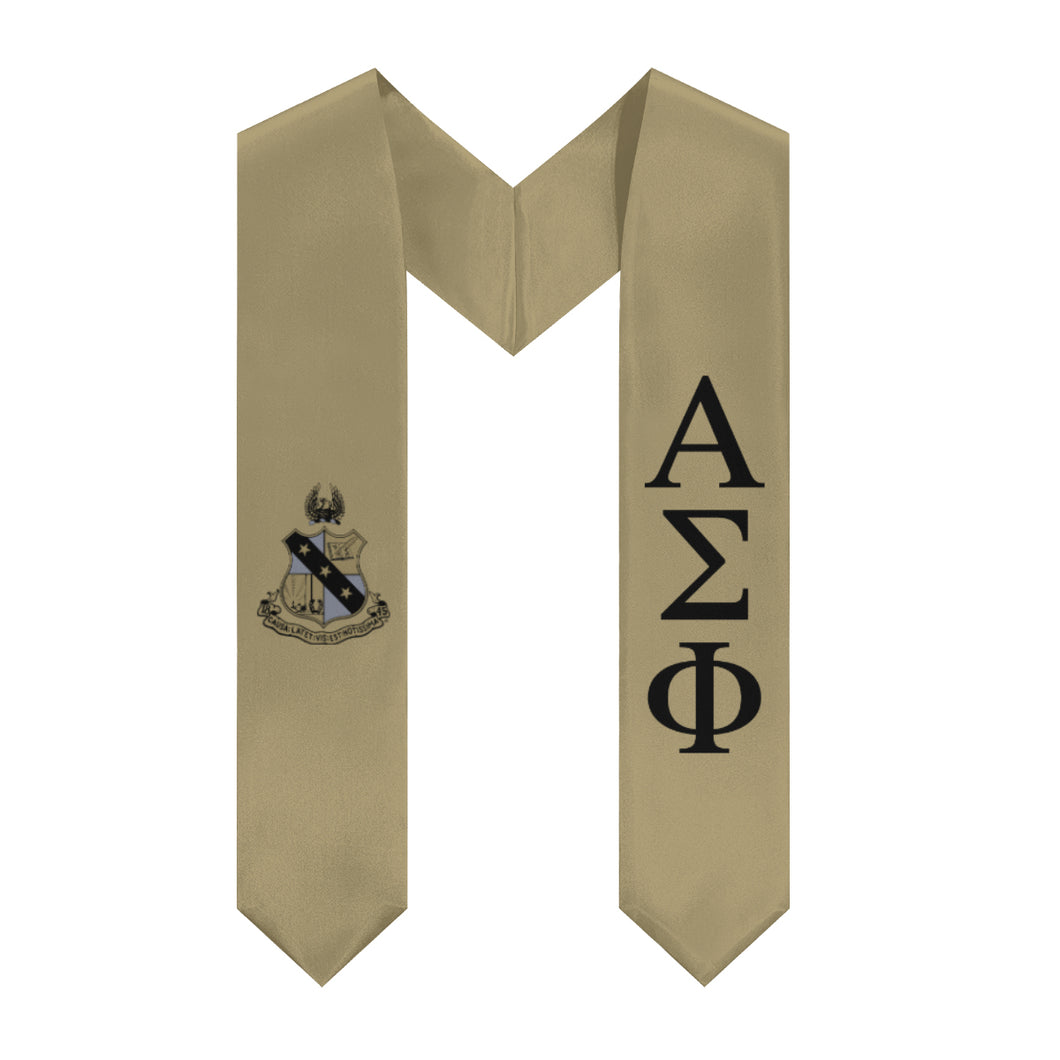 Alpha Sigma Phi Graduation Stole With Crest - Gold & Black