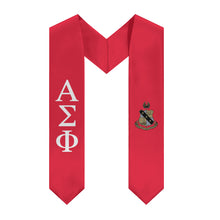 Load image into Gallery viewer, Alpha Sigma Phi Graduation Stole With Crest - Scarlet &amp; White