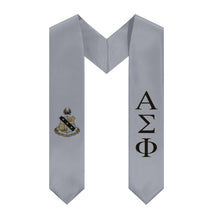 Load image into Gallery viewer, Alpha Sigma Phi Graduation Stole With Crest - Silver, Black &amp; Gold