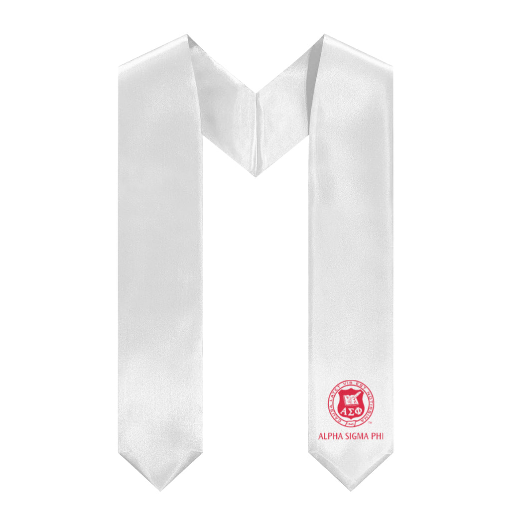 Alpha Sigma Phi Logo Stole - White & Scarlet