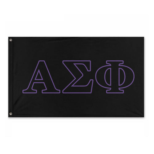 Alpha Sigma Phi Wide Greek Block Flag - Black, Black & Purple