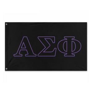 Alpha Sigma Phi Wide Greek Block Flag - Black, Black & Purple