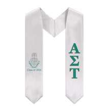 Load image into Gallery viewer, Alpha Sigma Tau 2026 Stole + Block Letters + Crest - White, Green &amp; Gold