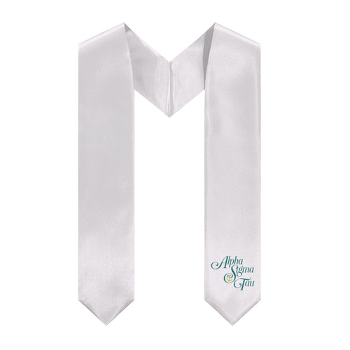 Alpha Sigma Tau Logo Stole - White