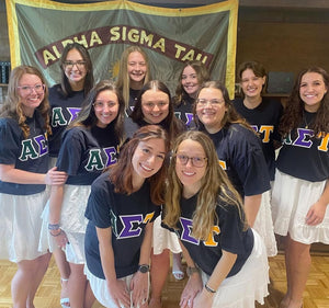 Alpha Sigma Tau Custom Comfort Colors Stitch Letter Shirts