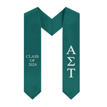 Load image into Gallery viewer, Alpha Sigma Tau Class of 2024 Sorority Stole - Emerald Green