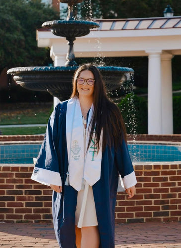 Alpha Sigma Tau + Crest + Class of 2025 Graduation Stole - White, Green & Gold