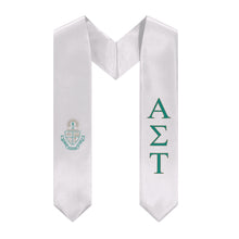 Load image into Gallery viewer, Alpha Sigma Tau Graduation Stole With Crest - White