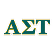 Load image into Gallery viewer, Alpha Sigma Tau Wide Block Greek Letters - Emerald Green &amp; Victory Gold