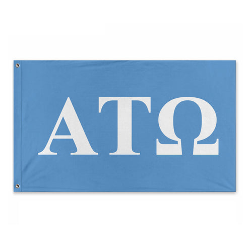 Alpha Tau Omega Bold Greek Flag - Sky Blue & White