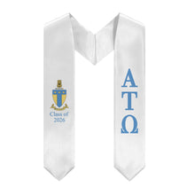Load image into Gallery viewer, Alpha Tau Omega + Crest + Class of 2026 Graduation Stole - White &amp; Sky Blue