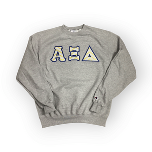 Alpha Xi Delta Sorority Letter Sweatshirt - Light Steel, Shimmer Gold & St Louis Blue