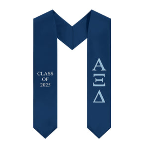 Alpha Xi Delta Class of 2025 Sorority Stole - Inspiration Blue, Griffin Blue & White