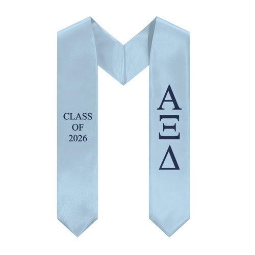 Alpha Xi Delta Class of 2026 Sorority Stole - Light Blue & Dark Blue