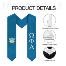 Load image into Gallery viewer, Omega Phi Alpha Graduation Stole With Crest - Service, White &amp; Friendship