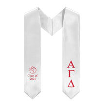 Load image into Gallery viewer, Alpha Gamma Delta Rose Sorority Stole - White &amp; Red