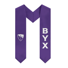 Load image into Gallery viewer, Beta Upsilon Chi Graduation Stole With Shield - Purple &amp; White