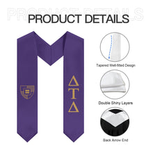 Load image into Gallery viewer, Delta Tau Delta Graduation Stole With Shield - Purple &amp; Gold