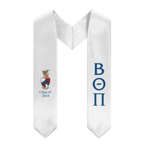 Beta Theta Pi + Crest + Class of 2024 Graduation Stole - White & Blue