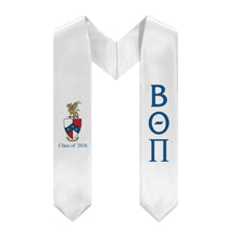Load image into Gallery viewer, Beta Theta Pi + Crest + Class of 2026 Graduation Stole - White &amp; Blue - 1