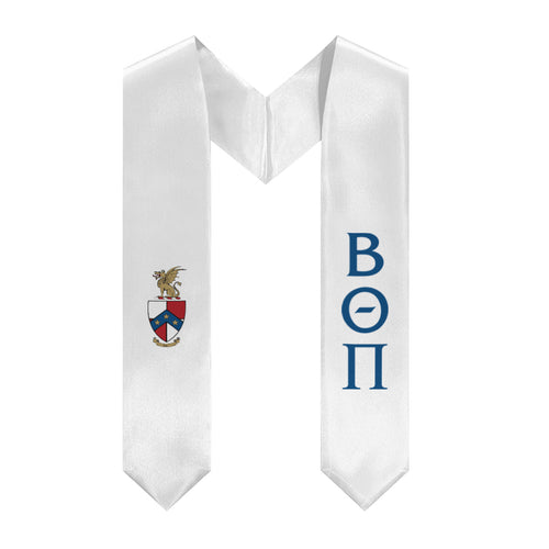 Beta Theta Pi Graduation Stole With Crest - White & Blue