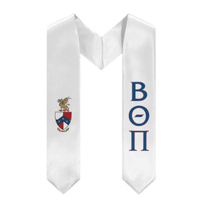 Beta Theta Pi Graduation Stole With Crest - White, Blue & Red