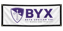 Load image into Gallery viewer, Beta Upsilon Chi Banner - Purple, White &amp; Black