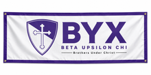 Load image into Gallery viewer, Beta Upsilon Chi Banner - Purple, White &amp; Black