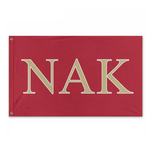 Nu Alpha Kappa Fraternity Flag - Red, Bronze & White