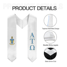 Load image into Gallery viewer, Alpha Tau Omega Graduation Stole With Crest - White, Sky Blue &amp; Yellow