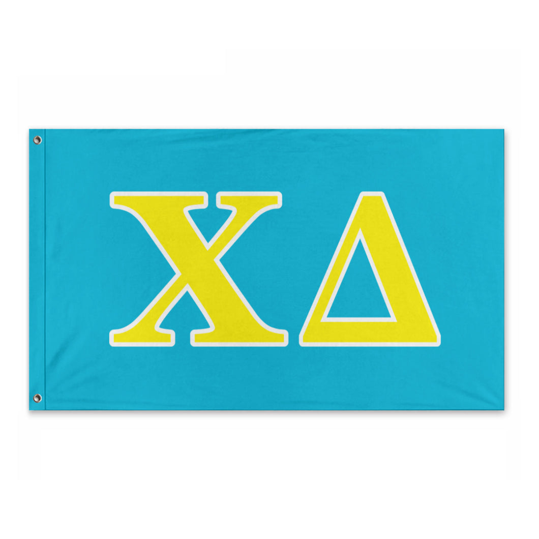 Ch Delta Wide Block Greek Flag - Cyan, Yellow & White