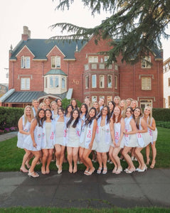 Chi Omega + Crest + Class of 2026 Graduation Stole - White & Cardinal - 2