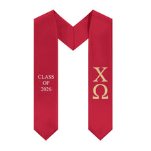 Load image into Gallery viewer, Chi Omega Class of 2026 Sorority Stole - Cardinal, Straw &amp; White