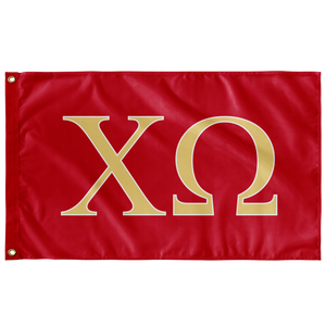 Chi Omega Flag - Cardinal, Straw & White