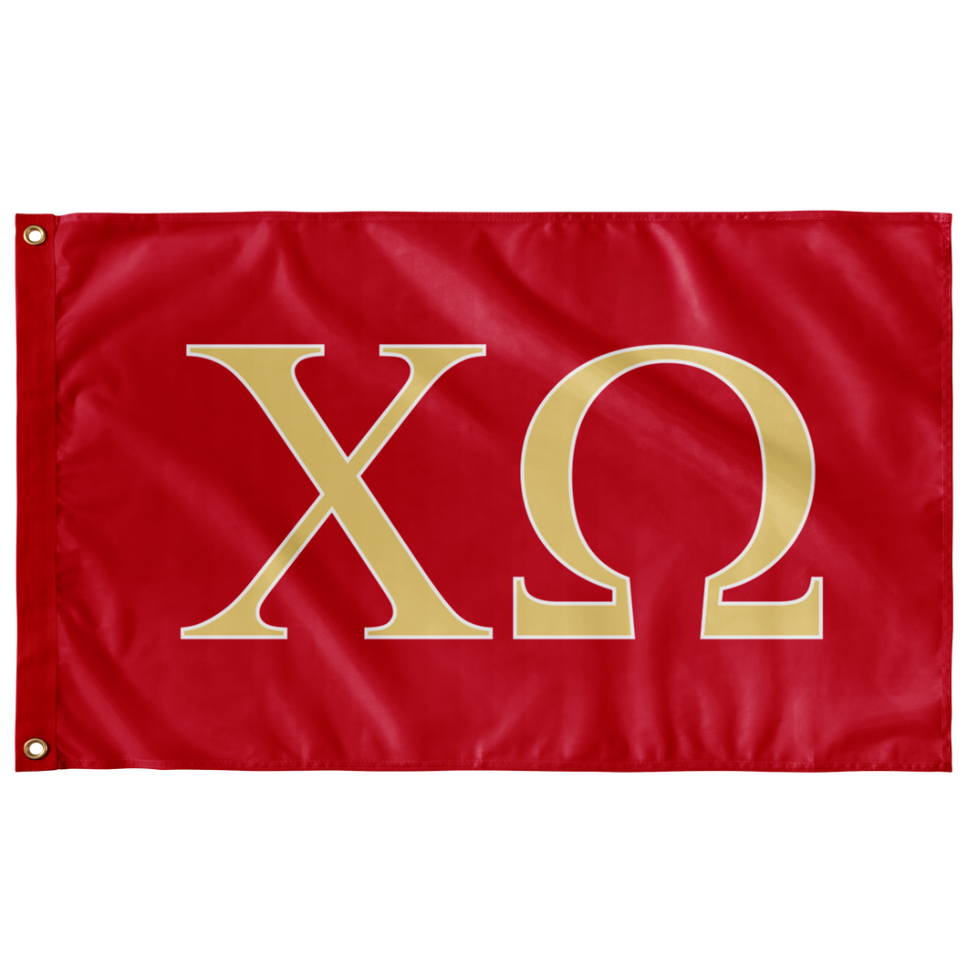 Chi Omega Flag - Cardinal, Straw & White