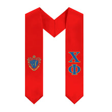 Load image into Gallery viewer, Chi Phi Stole + Block Letters + Crest - Scarlet, Blue &amp; Yellow