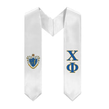 Load image into Gallery viewer, Chi Phi Stole + Block Letters + Crest - White, Blue &amp; Yellow