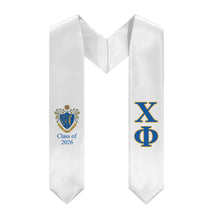 Load image into Gallery viewer, Chi Phi 2026 Stole + Block Letters + Crest - White, Blue &amp; Yellow - 1