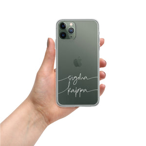 Sigma Kappa White Script Clear Case for iPhone®