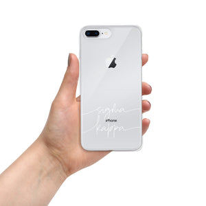 Sigma Kappa White Script Clear Case for iPhone®