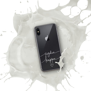 Sigma Kappa White Script + Heart Clear Case for iPhone®