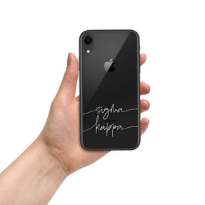 Sigma Kappa White Script Clear Case for iPhone®