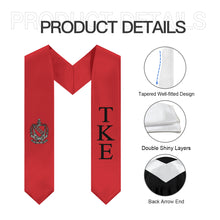 Load image into Gallery viewer, Tau Kappa Epsilon Graduation Stole With Crest - Red &amp; Black