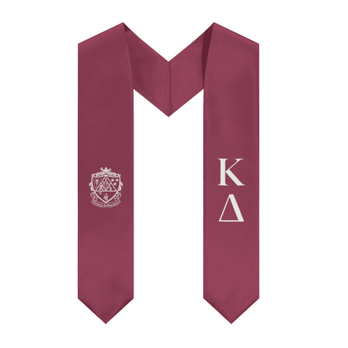 Kappa Delta Graduation Stole With Crest - Bold Burgundy & White