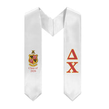 Load image into Gallery viewer, Delta Chi 2026 Stole + Block Letters + Crest - White, Red &amp; Yellow